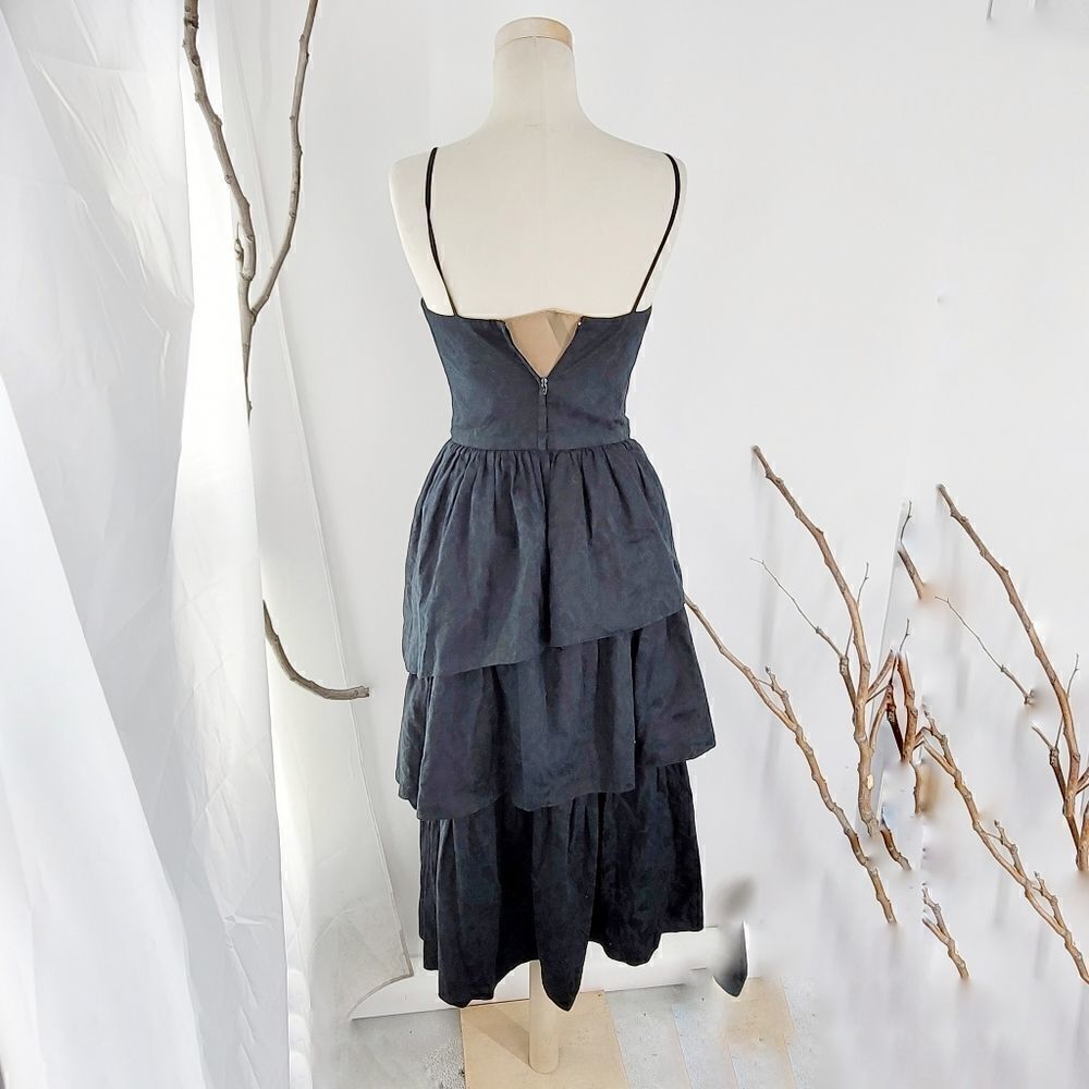 Vintage 80s Helene Sidel black asymmetrical ruffle dress - Picture 6 of 7